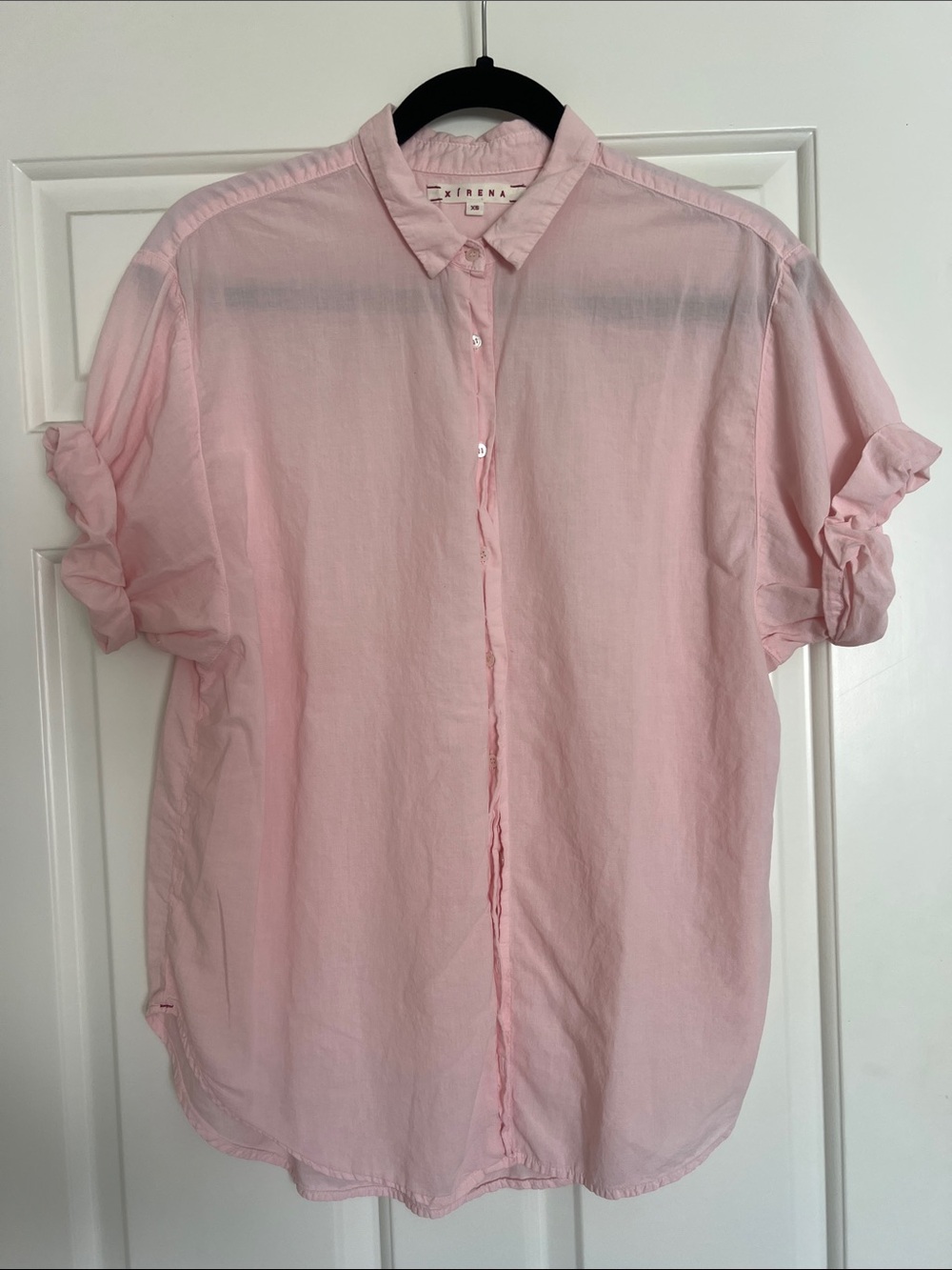 XiRENA Light Pink Casual Button-Down Shirt